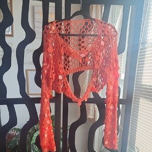 Vibrant Crochet Open-Knit Top